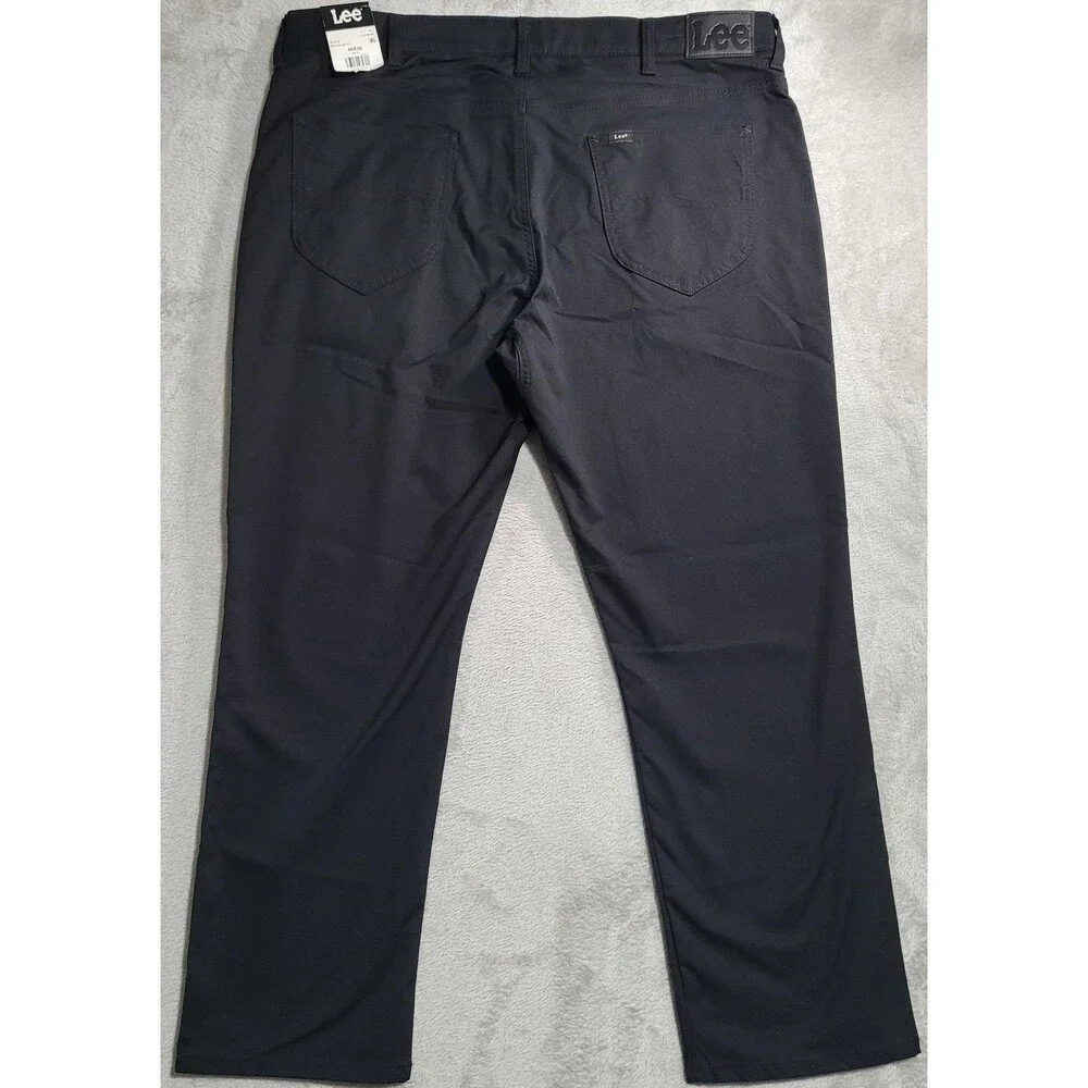 Lee Velocity Pants Mens 40x30 Black Microfiber Regular Fit Straight Leg Chino